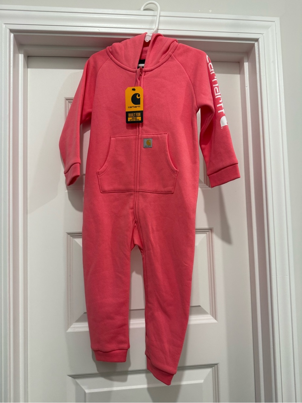 Carhartt Coral Pink Hooded Kids One-Piece Footie